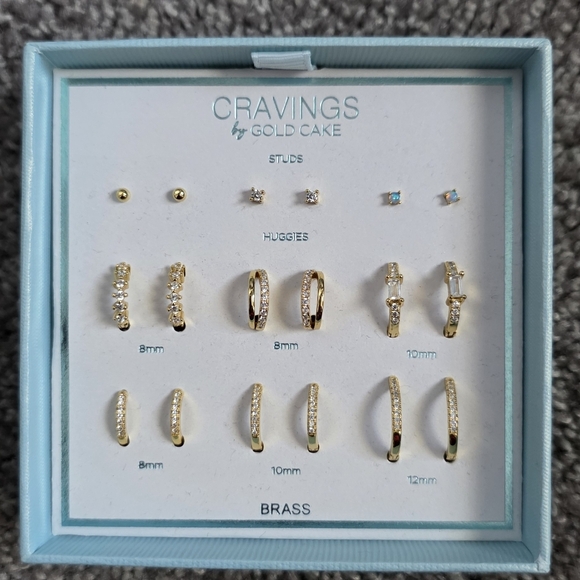 Cravings by Gold Cake Stud Earring Set, 9 Pairs - Picture 1 of 4